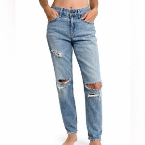 Rag & Bone Distressed Skinny Jeans Light Wash Frayed Hem Size 25
